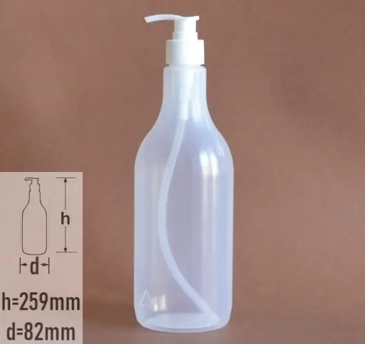 Sticla plastic 750ml din poliropilena culoare transparent cu capac pompa alb